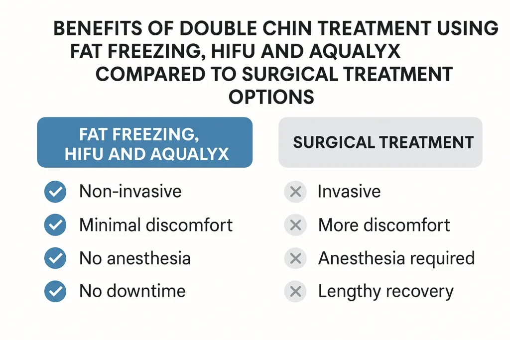 Graphic about the benefits of double chin treatment Rutland - from LA LIPO