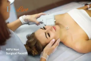 Woman having Hi-Fu to reduce wrinkles Rutland.